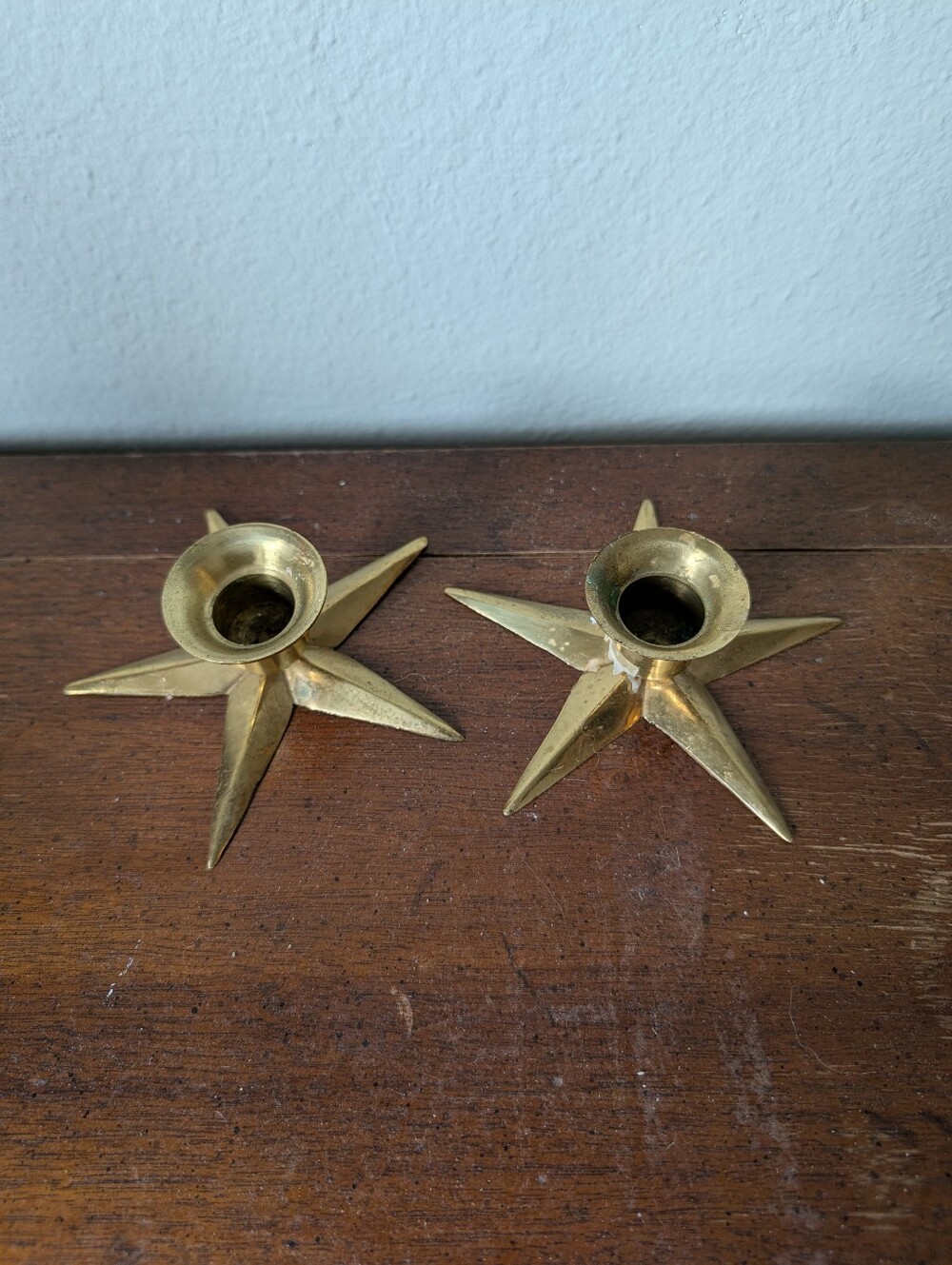 Vintage Brass Five Point Star Candle Holders